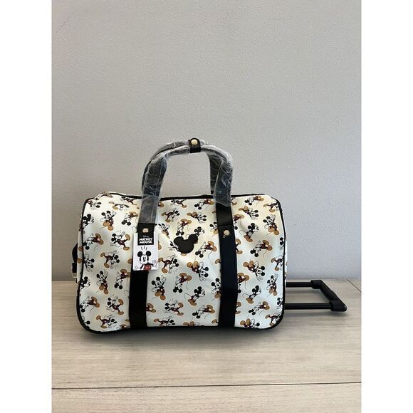 Mickey Mouse BioWorld 20” Rolling Ivory Duffle Bag Luggage Carry On NEW - Picture 9 of 9